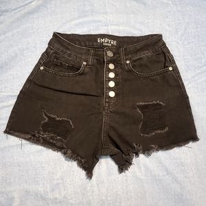 Distressed High Waisted Denim Shorts